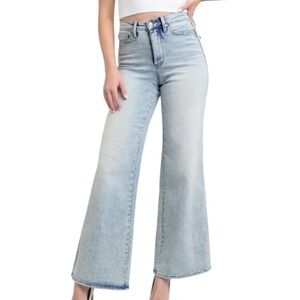 Judy Blue High Waist Tummy Control Retro Wide Leg Acid Wash Jeans Size 13/31